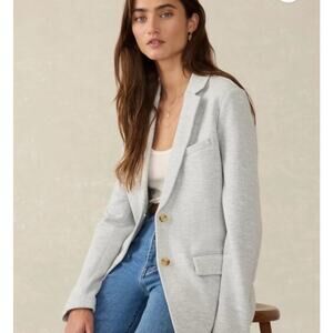 Faherty Inlet Knit Blazer Textured Single Breasted Jacket Preppy Heather Gray
